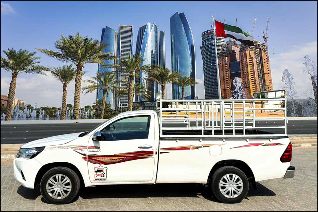 Real 1 Ton Pickup Truck in Abu Dhabi ready for small cargo delivery