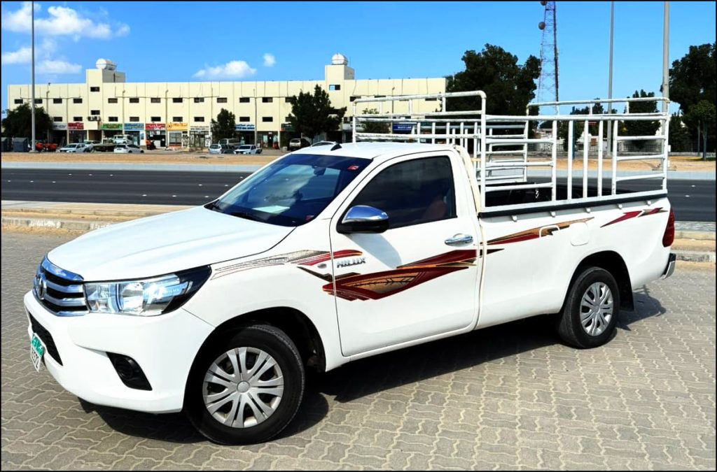 1 Ton pickup truck for rent in Abu Dhabi for furniture, electronics, building materials, and general cargo transport