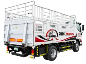 3 Ton Tail Lift Rental Truck loading cargo in Abu Dhabi