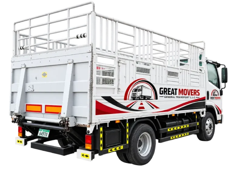 3 Ton Tail Lift Rental Truck loading cargo in Abu Dhabi